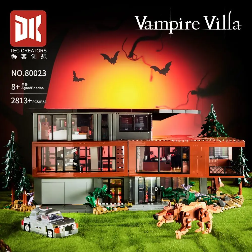 2가지 유형의 창의적인 스트리트 뷰 뱀파이어 빌라 빌딩 블록 건축 조립 브릭 장식 장난감 어린이 및 성인용 선물