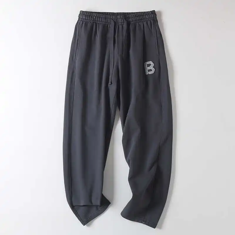 

Ретро-спортивные брюки из хлопка с эффектом потертости, прямого кроя, повседневные, мужские, длинные, осенне-зимние, дышащие, комфортные, утепленные, в японском стиле