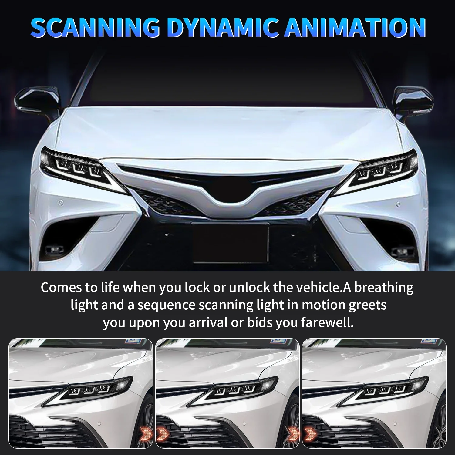 

Для Toyota Camry 2018-2022 архаичные фары в сборе, автомобильная фара с анимацией запуска, система переднего освещения, американская версия