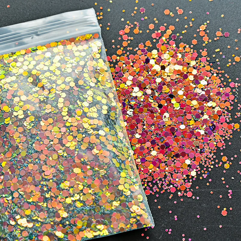 50G Chameleon Mixed Nail Sequins Glitter Holographic Nails Art Laser Sparkly UV Polish Hexagon Flakes Manicure Slices Decoration