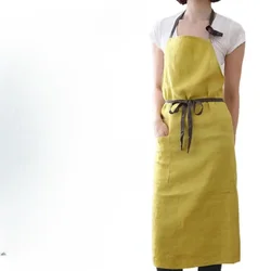 Full Linen Apron Baking Gardening Smock Art Manicure Men and Women Hip-covering Apron Waist Pocket