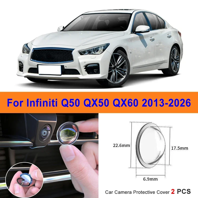 

360 Reverse Image Car Camera Cover Anti-Scratch PC Lens Protector Stickers For Infiniti Q50 QX50 QX60 2013-2026 2Pcs