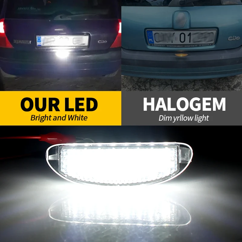 For Renault Clio MK2 1998-2005 For Twingo 1 1993-2007 1Pcs Car Styling LED License Number Plate Light OEM#:7700410754