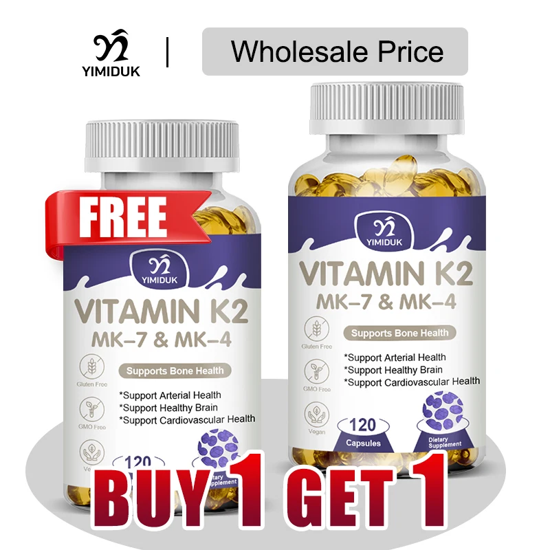 

Buy 1 Get 1 Free! Vitamin K2 MK-7 & MK-4 Complex Supplement, Support Bone Density & Heart Health, Optimal Calcium Absorption