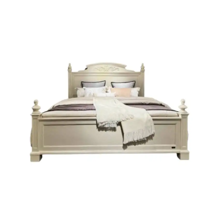 تصميم سرير مزدوج باللون البيج، تصميم بسيط ياباني بحجم كينغ، سرير مزدوج قابل للطي، أثاث منزلي حديث كاما زوجي