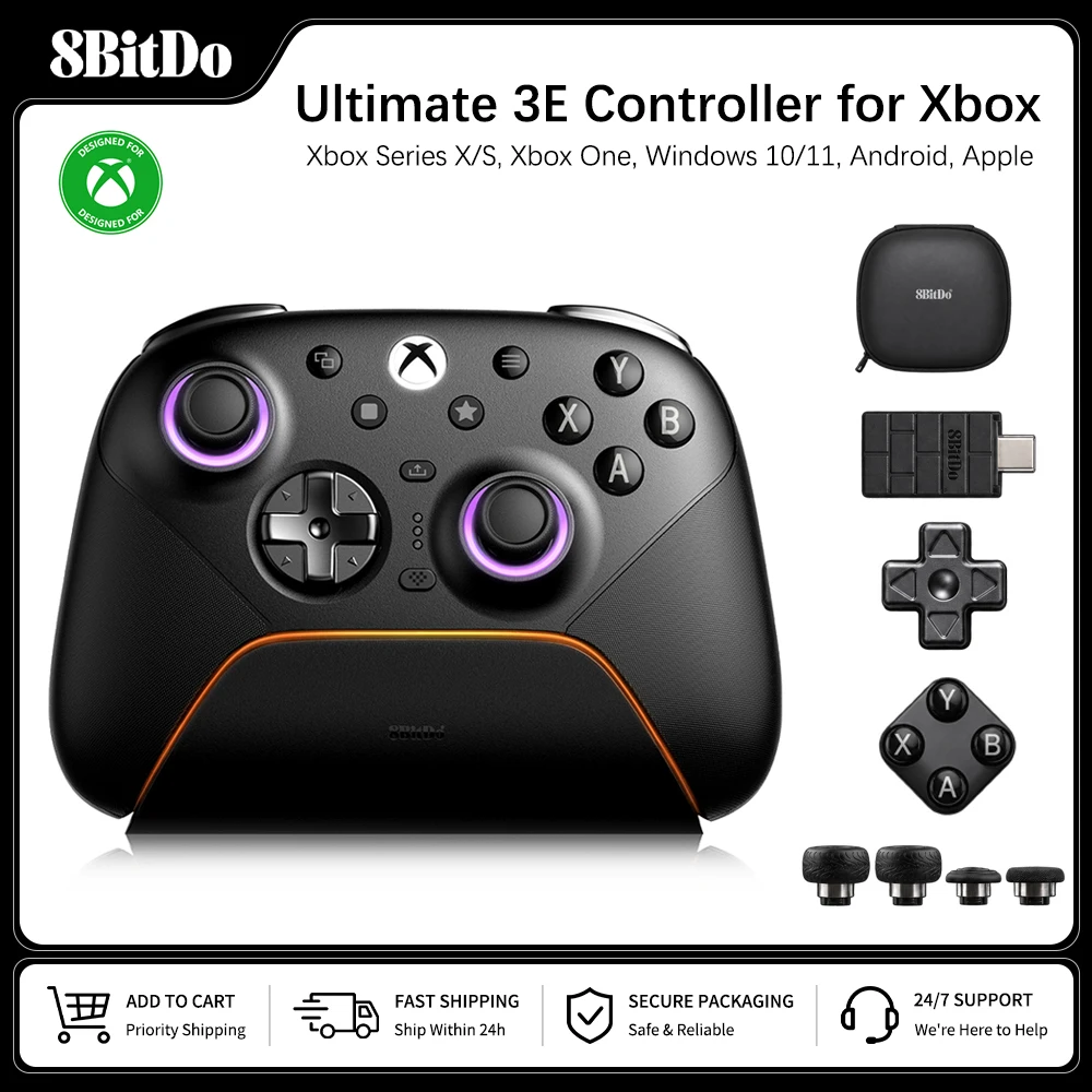 8Bitdo Ultimate 3E Wireless Controller for Xbox Series X/S, Xbox One, TMR Joystick Gamepad for Windows 10/11, Android & Apple