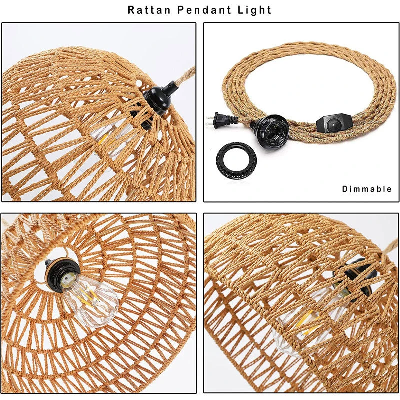 Natuurlijke henneptouw E27 han - Wicker Pendant Shade recensie en prijs