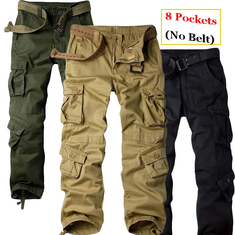 

Autumn Thick Cargo Pants Men Multi-Pocket Outdoor Work Trousers Midweight Field Training Pants Tactical Hiking Camping Trousers
