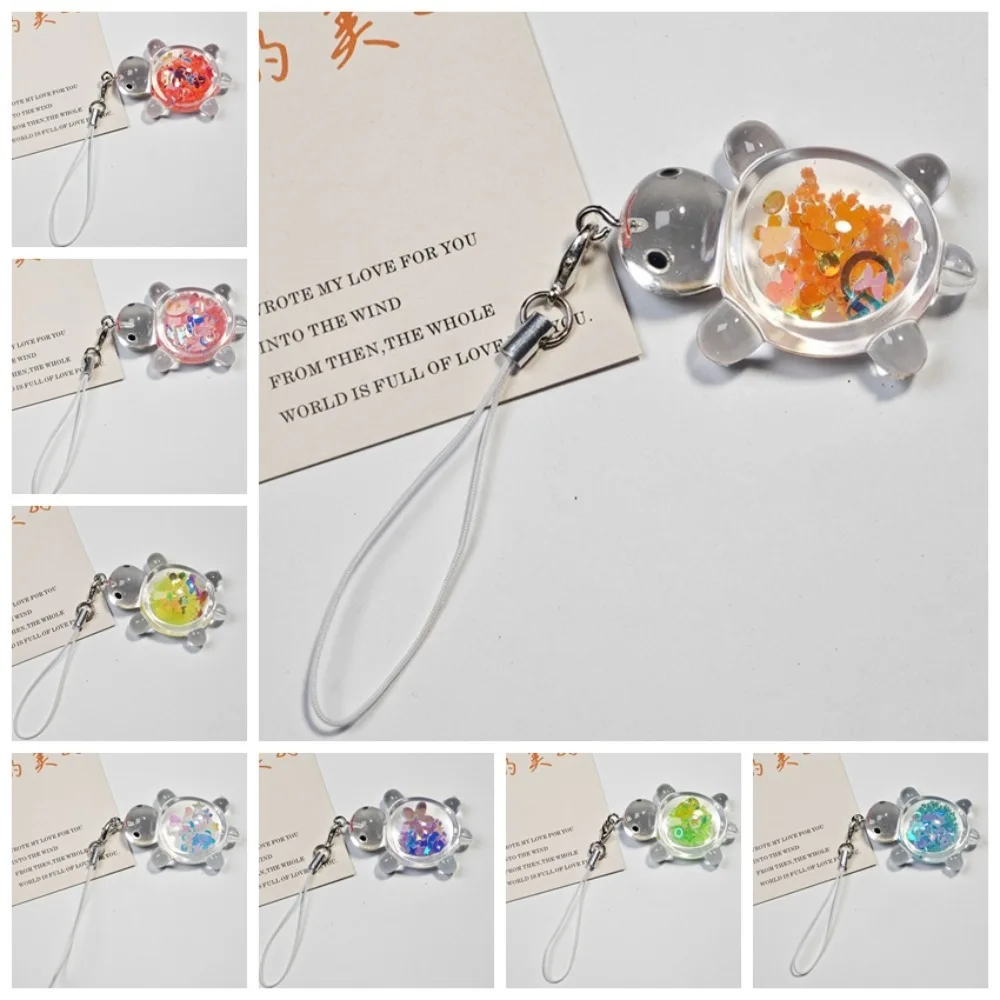 Luminous Turtle Phone Keychain Pendant Hanging Charm Mobile Phone Lanyard Transparent Cartoon Little Turtle Phone Strap