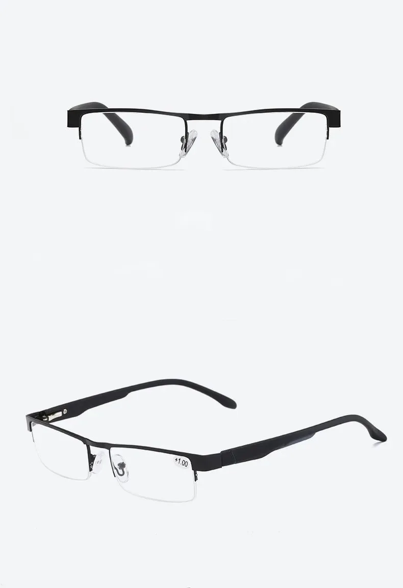 Halbrahmen Lesebrille Herren Business Halbrandlose optische Metallbrille Presbyopie Brillen – Detail 8