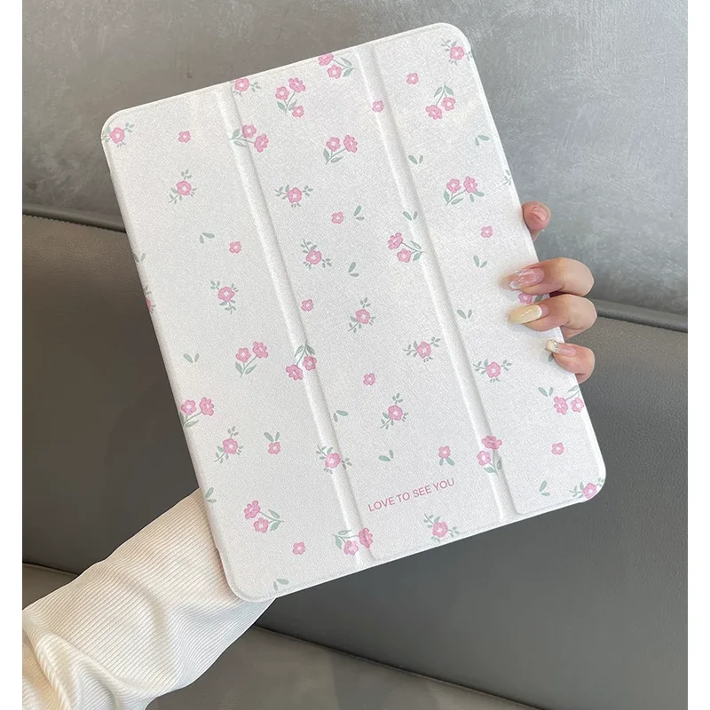 Fashion Pink Sweet Girl Small Flower For iPad 11th A16 10 9 8 7 5 Pro 13 11 M5 M4 M3 M2 12.9'' Air  4 3 2 1 Mini 7 6 8.3'' Cover