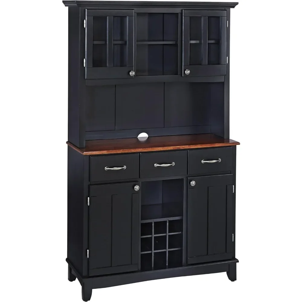 Sideboards-Buffets-Credenzas, Server mit Hutch, Schwarz