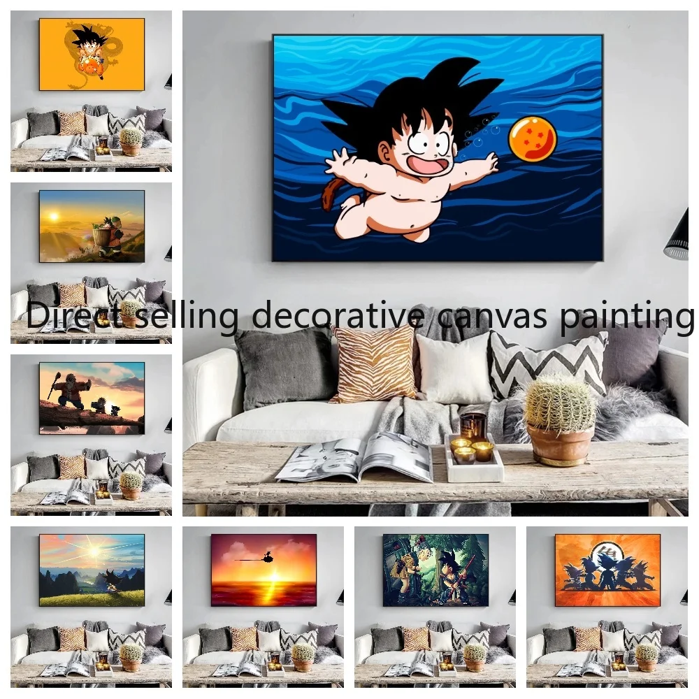 Printed Canvas Painting Classic Anime Dragon Ball Poster Childhood Goku Living Room Wall Art Home Decoration Painting Poster