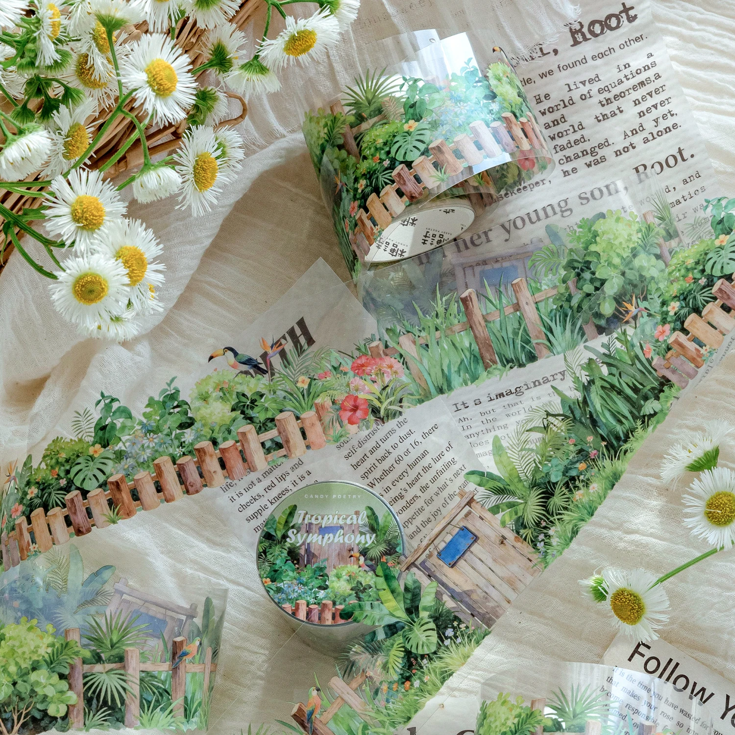 40mm * 2m Walk towards the sea of flowers Tape DIY Handmade Material Scrapbook Decorative Material Aesthetics Stationery
