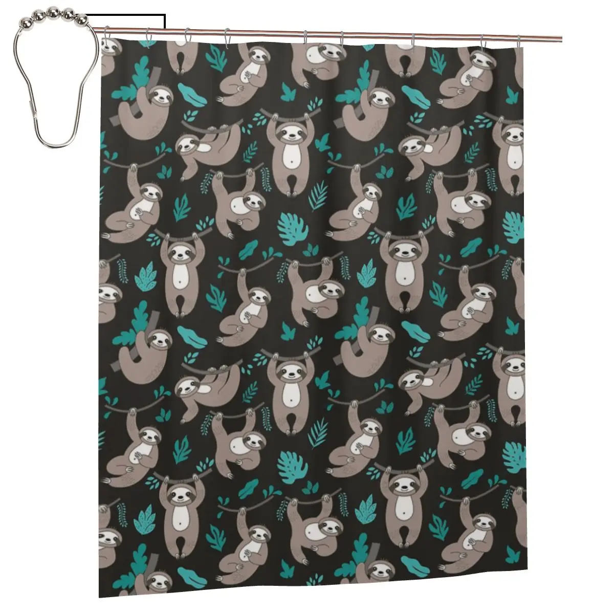 

Супермилые шторки для душа с ленивцами, полиэстеровые, водонепроницаемые, с крючками