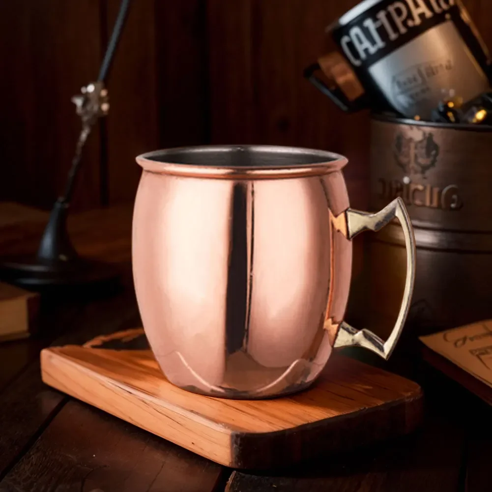 1-5PCS 530ml Copper Moscow Mule Mug Durable Stainless Steel Beer Mugs Coffee Mug Milk Cup Pure Copper Cup Drinkware Tools