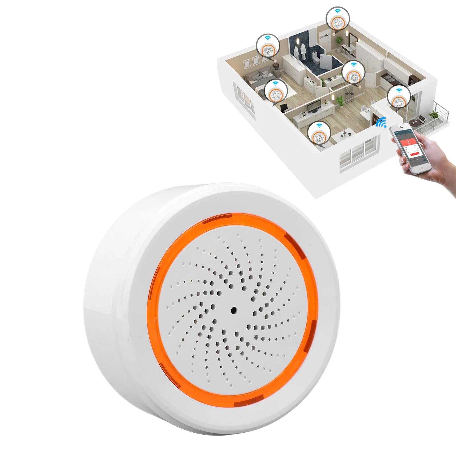 

Умная звуковая и световая сигнализация 2,4 ГГц с беспроводным управлением через приложение, сирена-сигнализация для дома, беспроводная звуковая и световая сигнализация