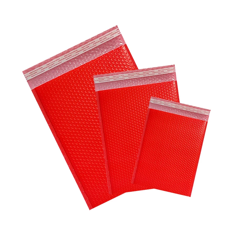 50Pcs Red Plastic Bubble Bags Self Seal Adhesive Bubble Mailers Clothings/Jewelry Packaging Bubble Envelope Books Protect Bag