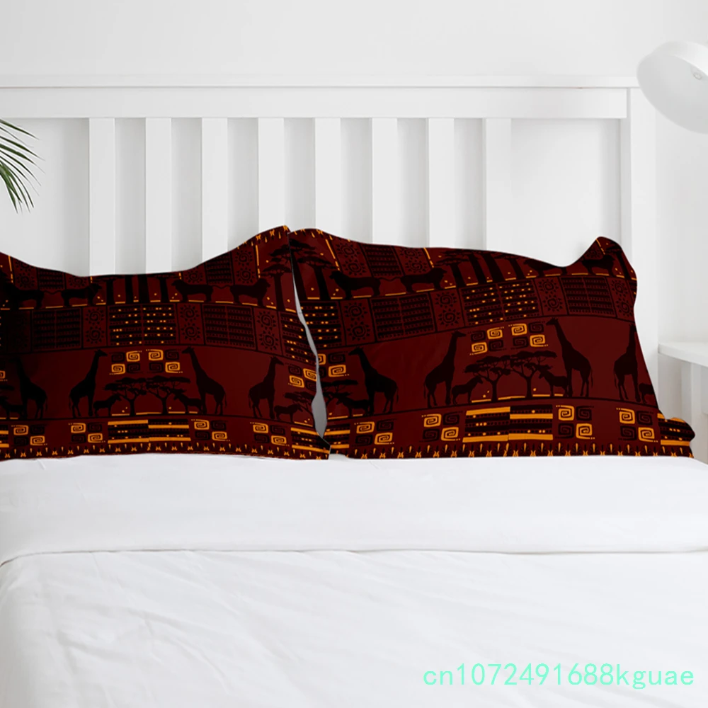 African Giraffe Lion Silhouette 3pcs Bedding Set For Double Bed Home Textile Duvet Cover Quilt Cover Pillowcase 6