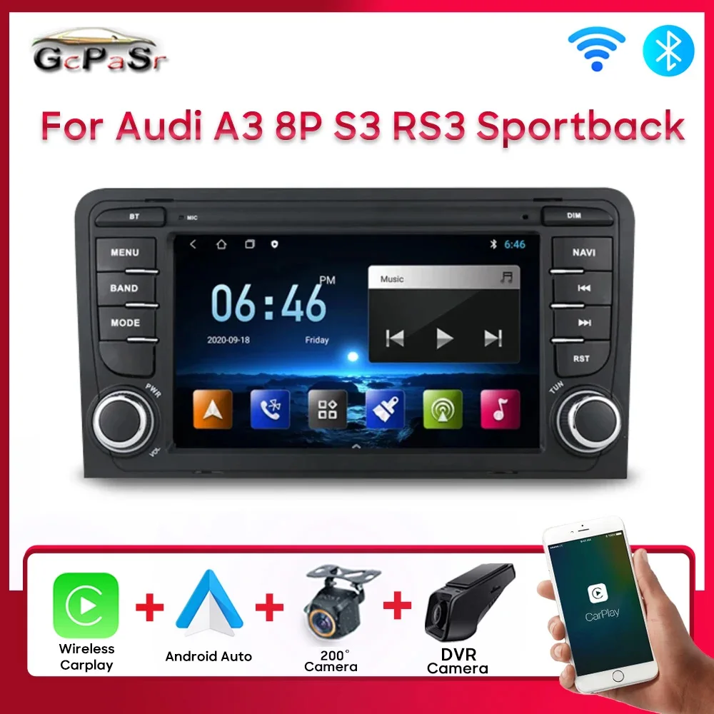 7 Inch Android For Audi A3 8P S3 RS3 Sportback Car Radio Multimedia Player Touch Screen Carplay Stereo Head Unit No 2din DVD