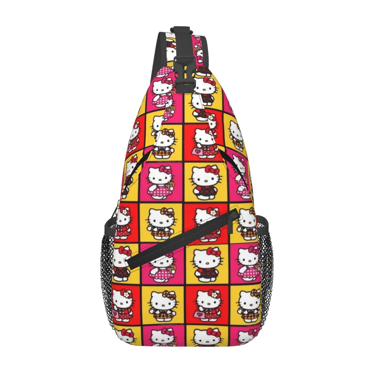 Mochila cruzada de hombro con Collage de Hello Kitty personalizada para viajar, bolsos de hombro y pecho, mochila de hombro