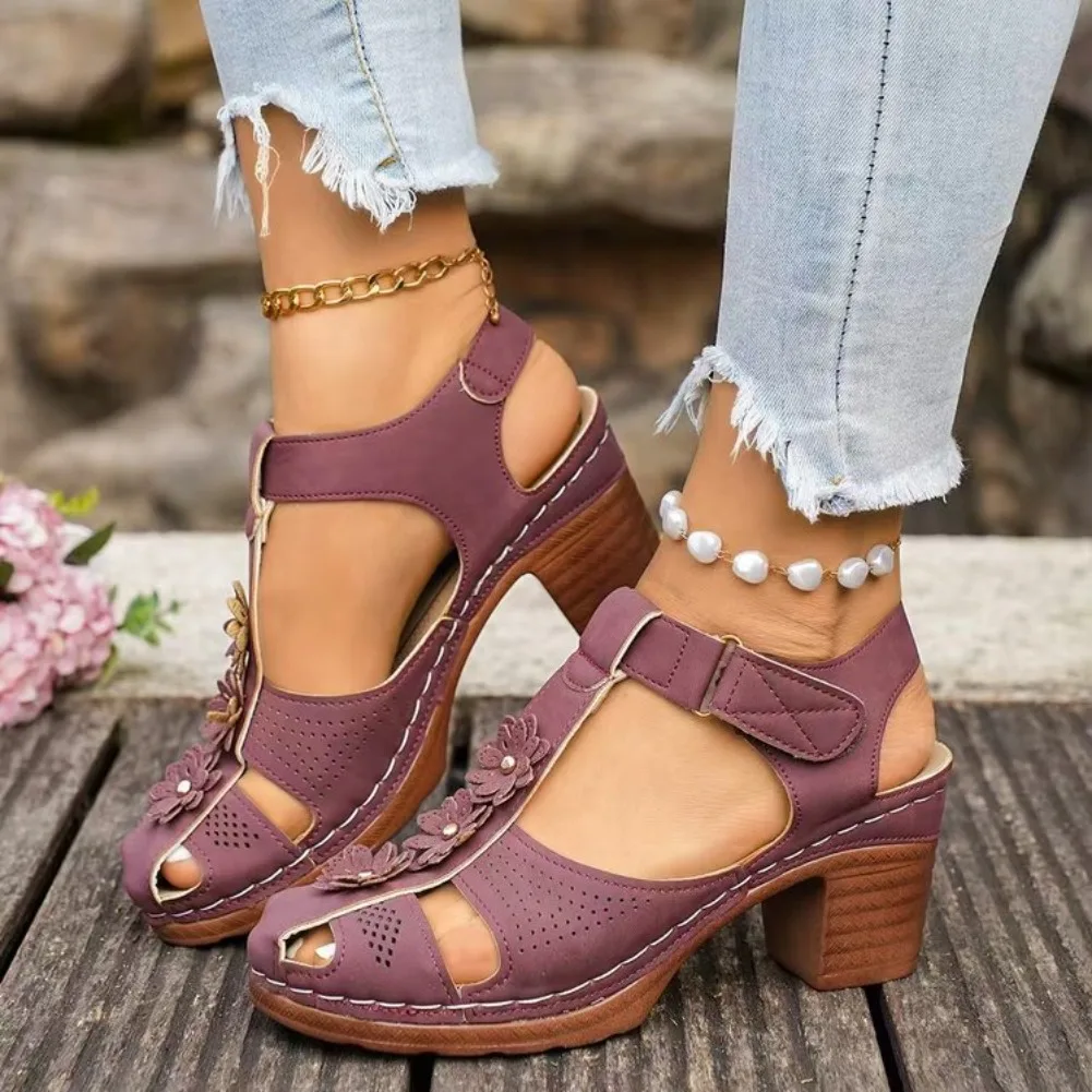 36-43 Übergrößen Damenschuhe Sommer Runde Zehenkappe Plateau Gladiator Rutschfeste Sandalen Lässige Strand-Fußbekleidung 2026 – Detail 5