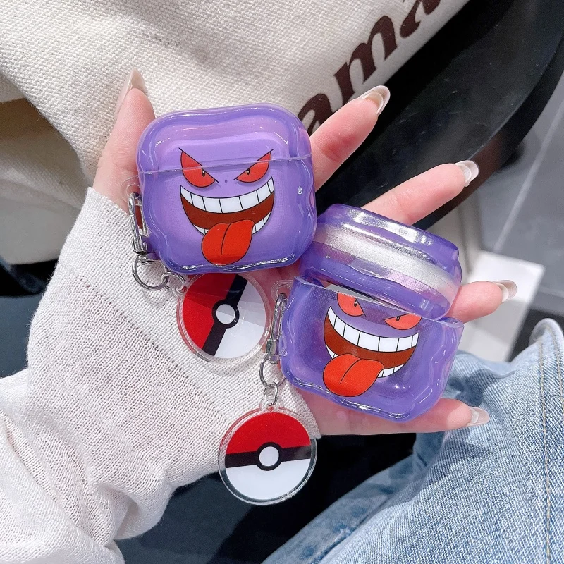 

Cute P-Pokemon Gengar Earphone AntiFall Case for AirPods 1 2 3 Pro 4 Pro2 2nd Wireless Bluetooth Earbuds headphone Pendant﻿﻿