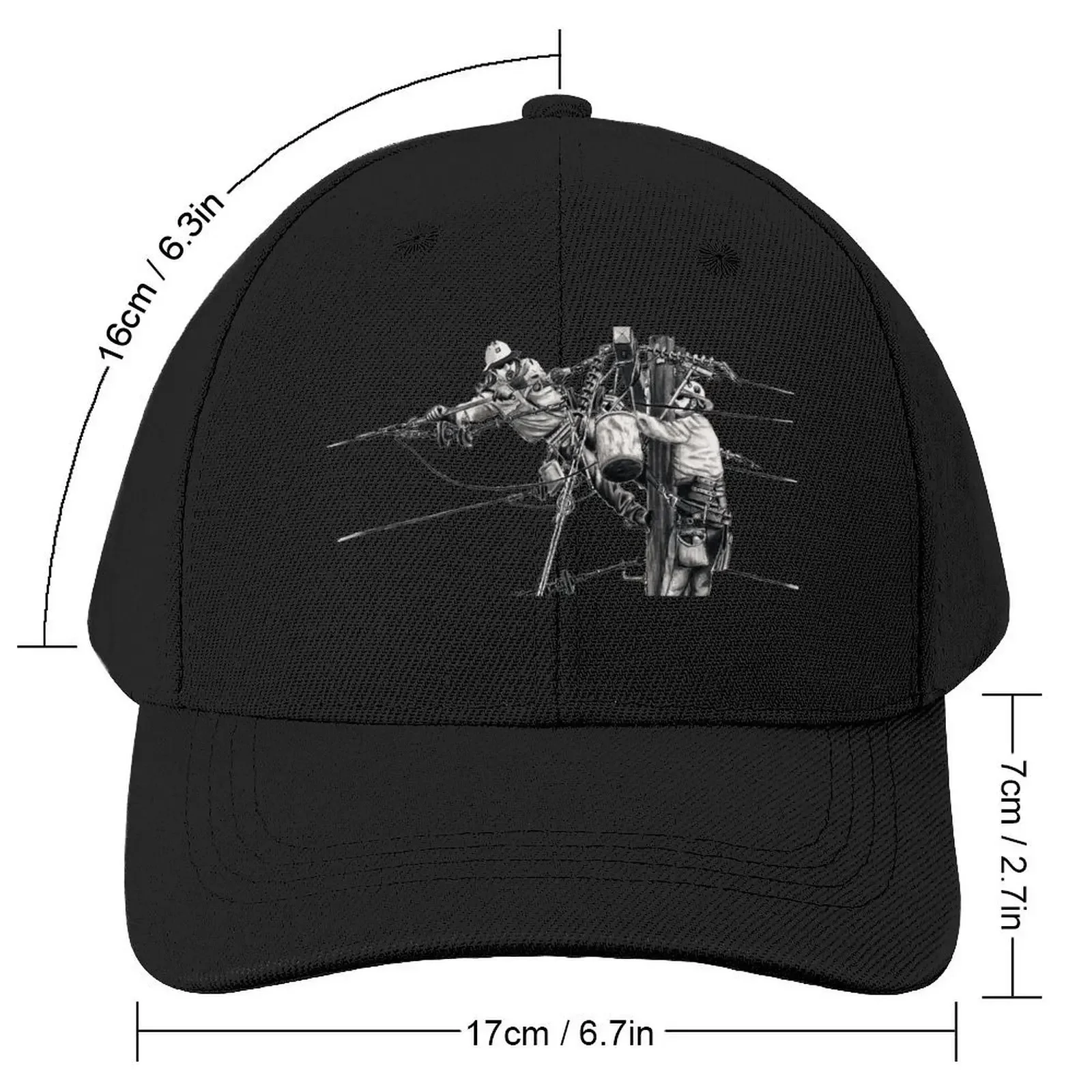 FiberGlass H-Frame Power Line Work Portrait by RP Thor Baseball Cap Trucker Cap Golf Hat Elegant Women's Hats Men's