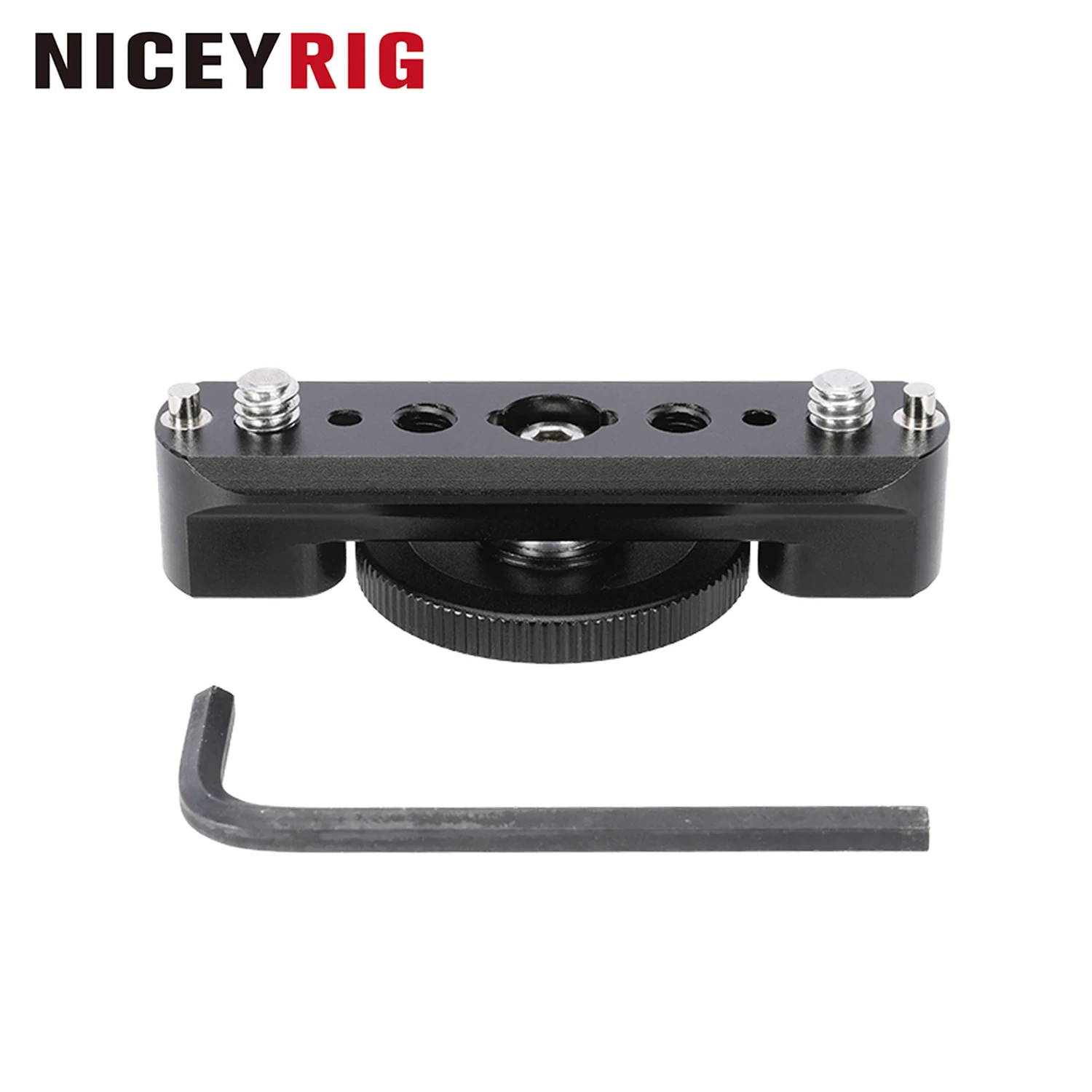 Niceyrig Nato Rail to Cold Shoe Adaptor with Dual Positioning Pins - 75MM Aluminum Extension Bar