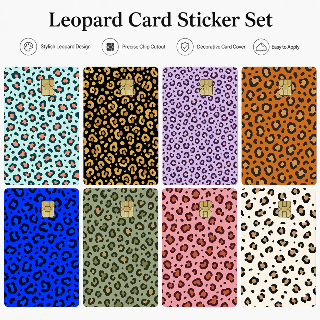 Leopard Print Card Sticker Waterproof Credit Card Cover Decal Chip Cutout DIY Bank Card Protector Fashion Animal Skin Decor Toy