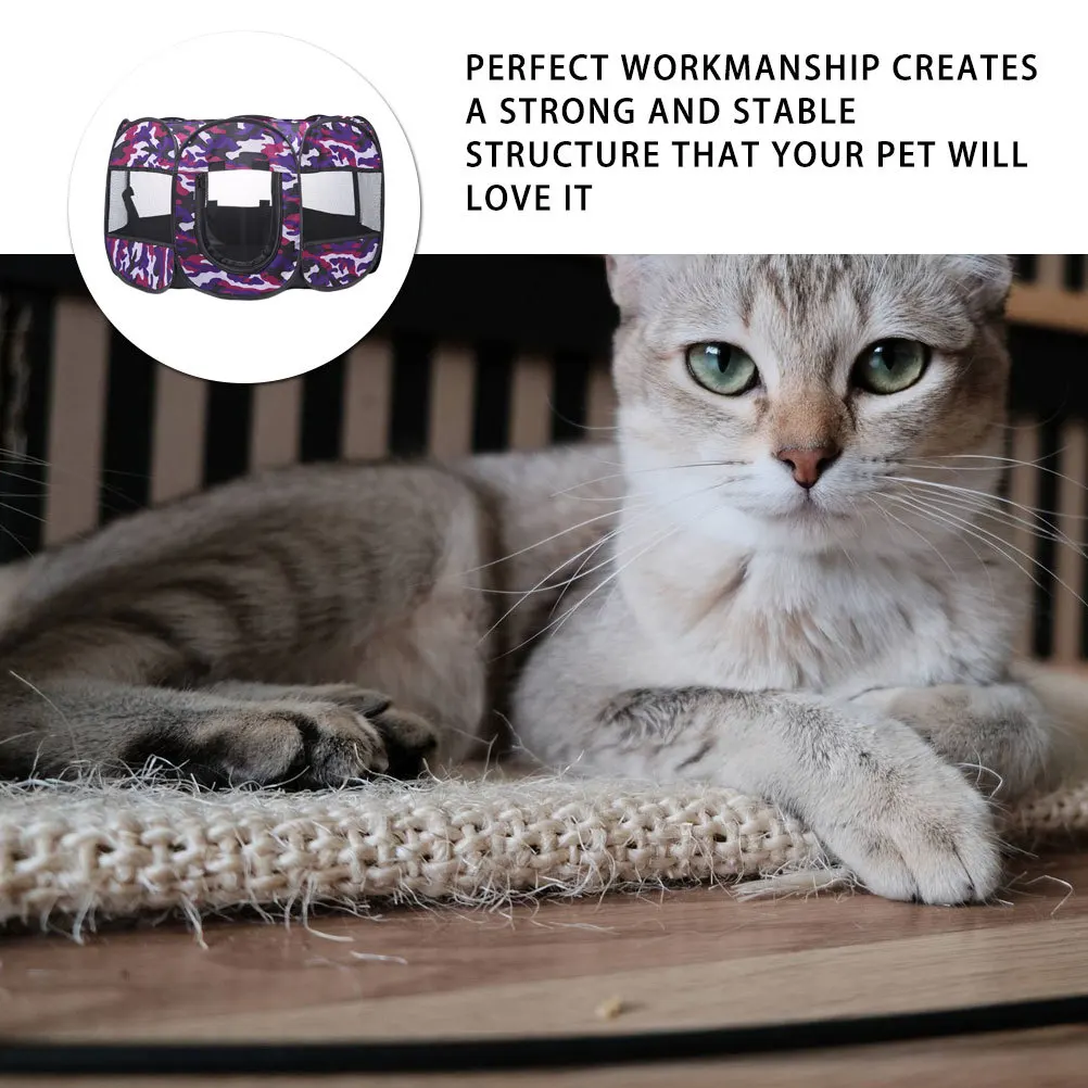 خيمة قابلة للطي للحيوانات الأليفة للاستخدام الخارجي والداخلي، خيمة مثمنة محمولة، هيكل قوي ومستقر، سهلة التنظيف، موفرة للمساحة، أرجواني #1