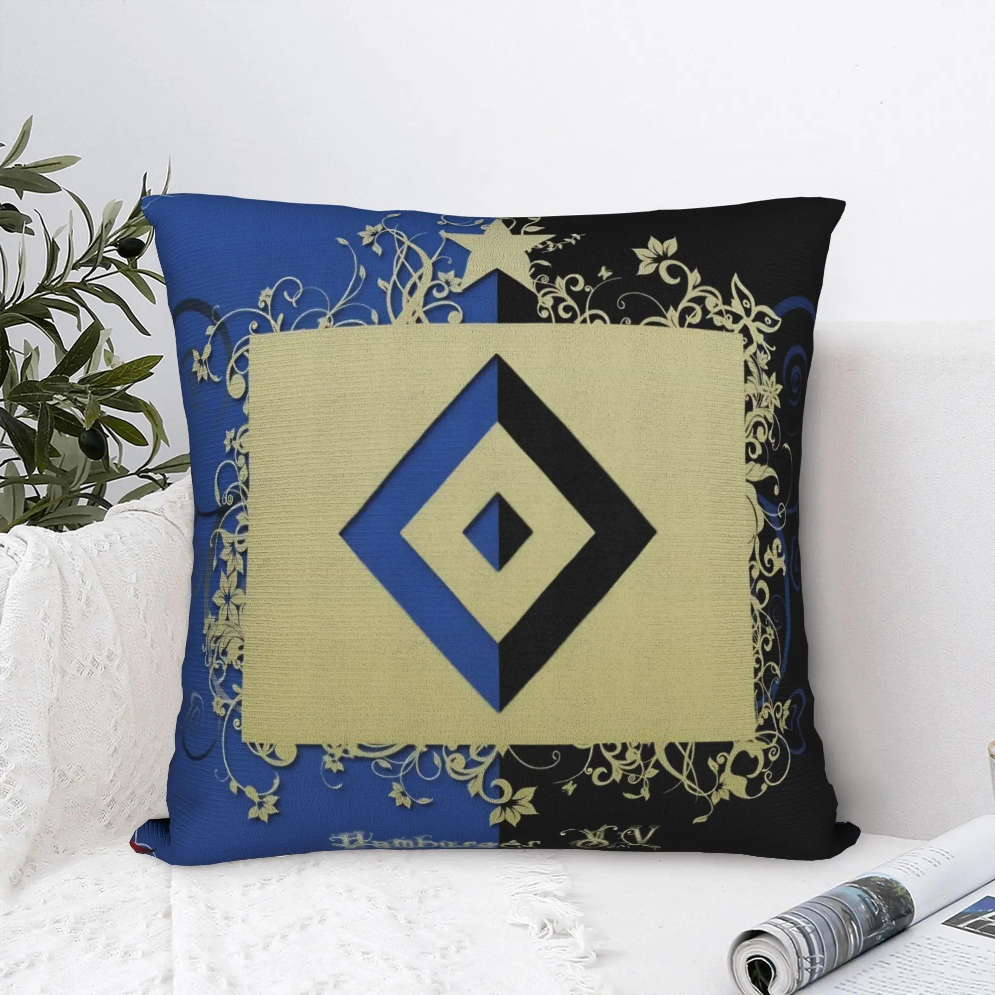 HSV German Soccer Club Square Pillow Case Hamburgers SV Bundesligas Cushion Covers Zipper Decorative Pillowcase for Car 45x45cm