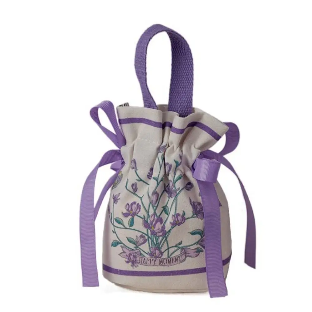 

Mesh Flower Canvas Floral Drawstring Bag Large Capacity Korean Style Festive Sugar Bag Coin Purse Wallet Wedding Candy Bag