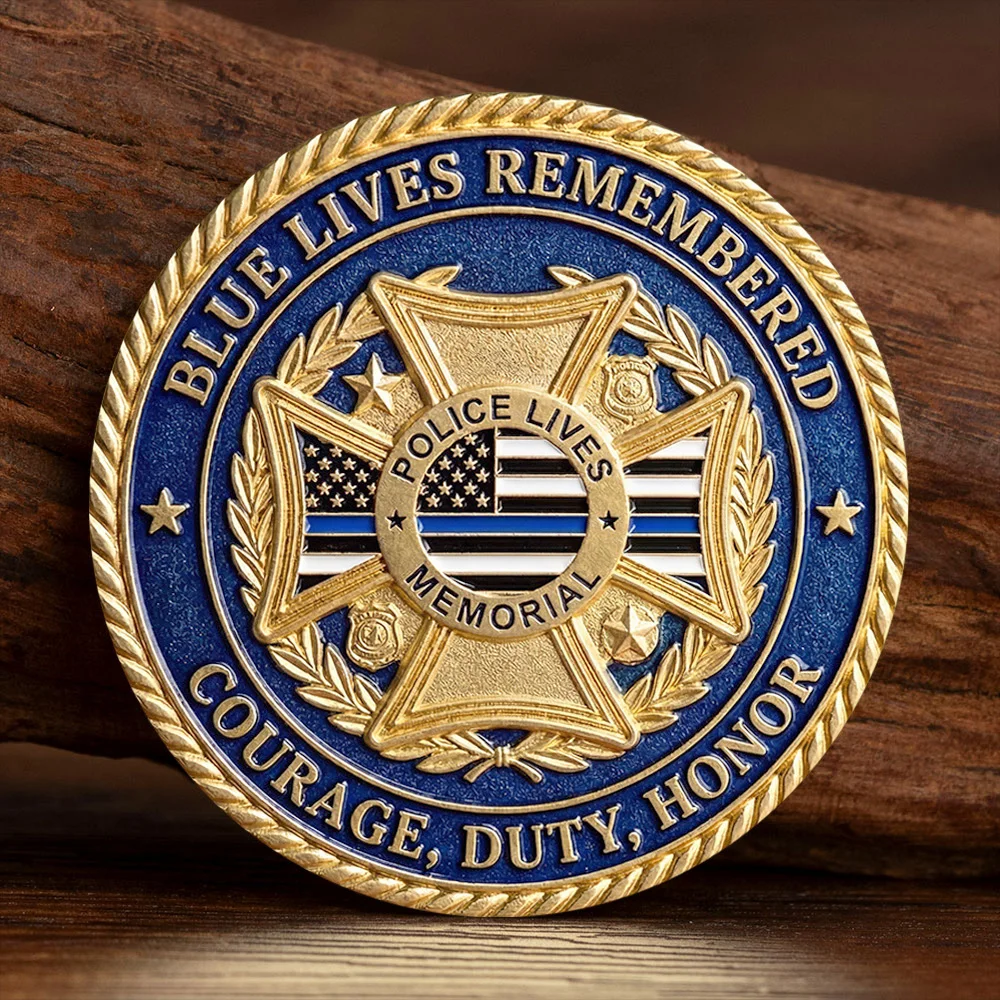 To Protect and Serve Gold Plated Collection Coin Blue Lives Remembered Courage Honor Duty Souvenir Coin