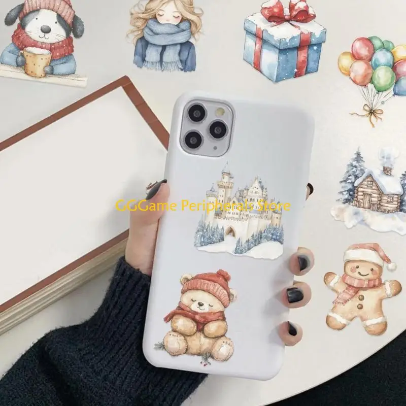 U55B PVC Christmas Party Stickers 50PCS Removable Cartoon Designs For Kids Adults