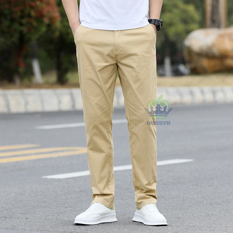 Brand Clothing New Summer Thin Business Pants Men Classics Cotton Light Grey Khaki Work Straight Trousers Male Plus Size 28-40 - Image 2