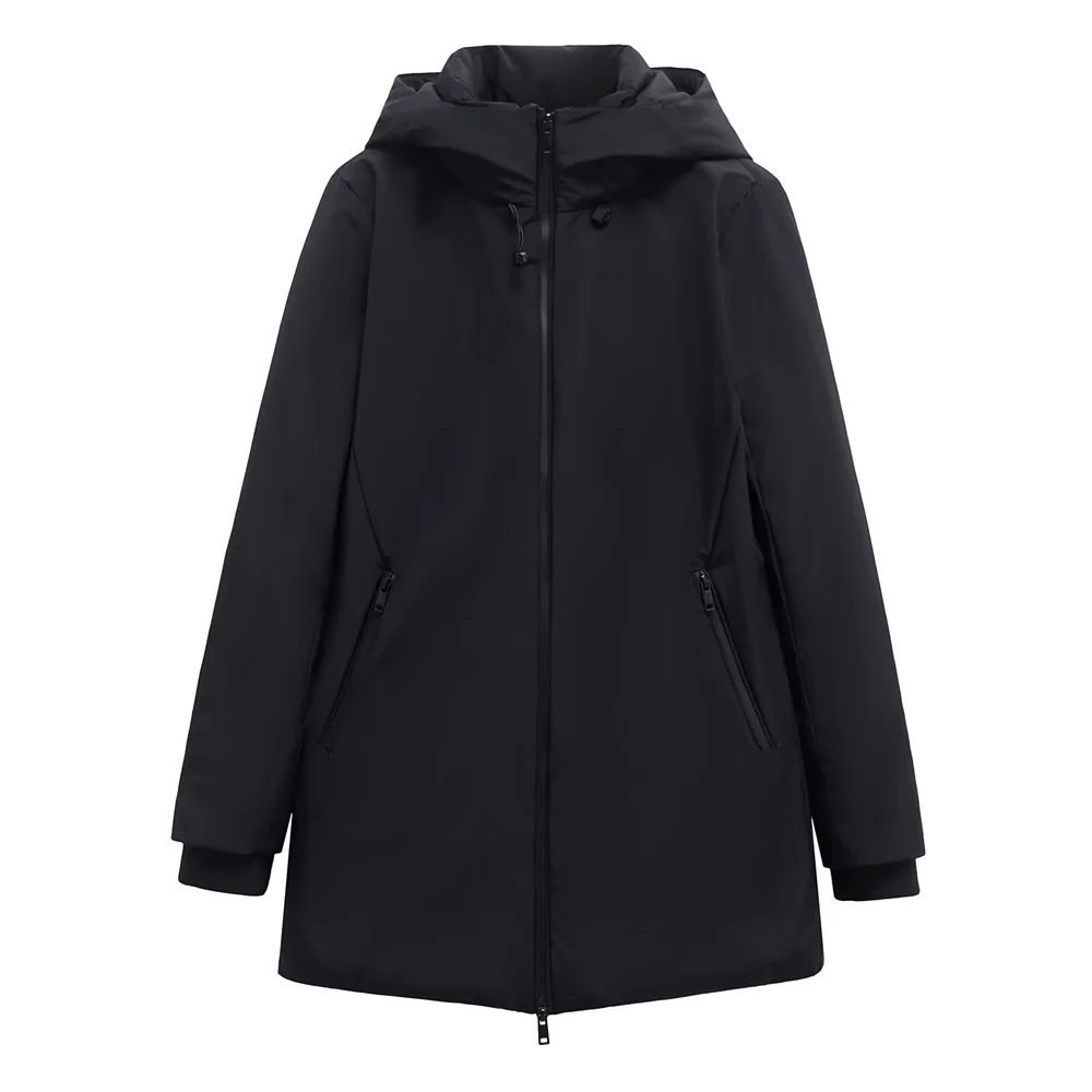 

Women's Winter New Casual Versatile Hooded Long Sleeve Double Zipper Decorative Jacket Cotton Jacket