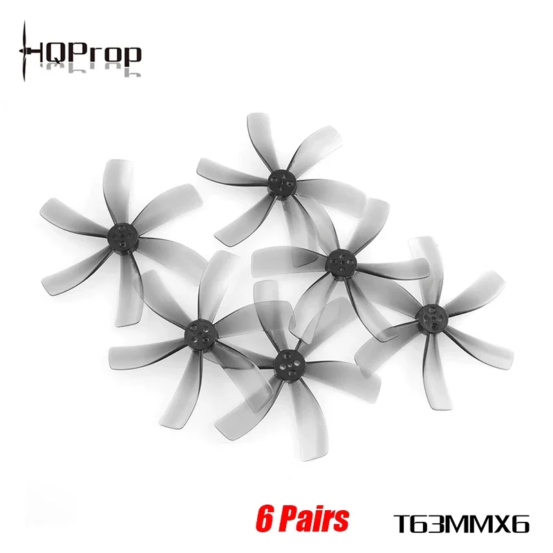 6Pairs(6 CW+6 CCW) HQProp T63MMX6 1.85g Ultralight Light Grey 6-Blade PC Prop For 2.5 Inch Ducted Cinewhoop FPV Drone