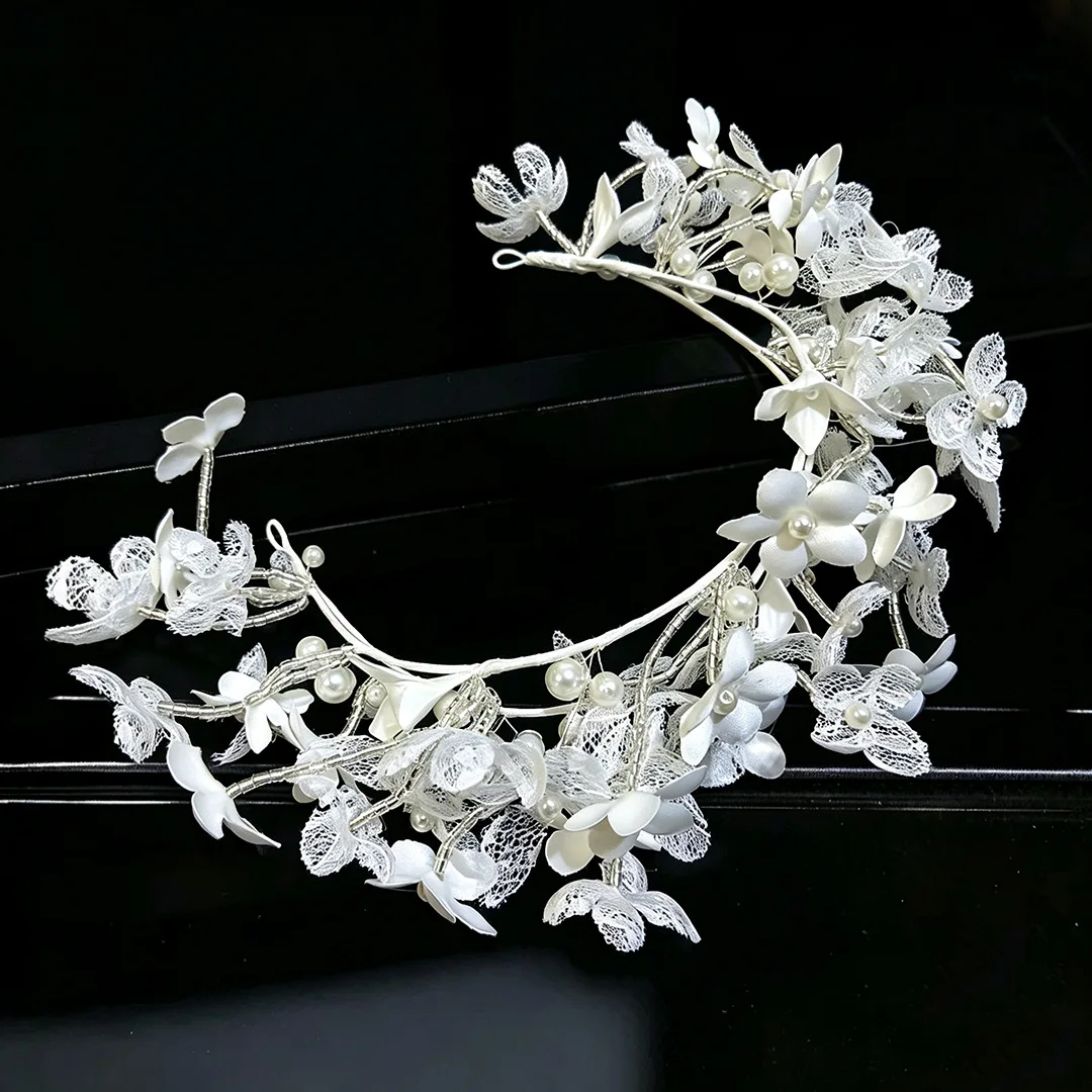 Dream super fairy bride white flower headband new Korean sweet temperament high-end wedding dress photo accessories