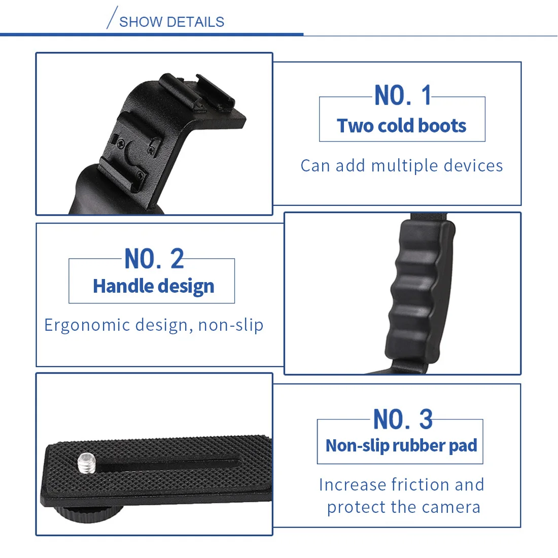 Kameraständer L-förmiger Winkel 2Shoe-Blitzhalterung DV-Halterung Tablett Dual Cold Shoe-Blitzhalterung für OSMO Mobile 3/4 Handheld Gimbal – Detail 7