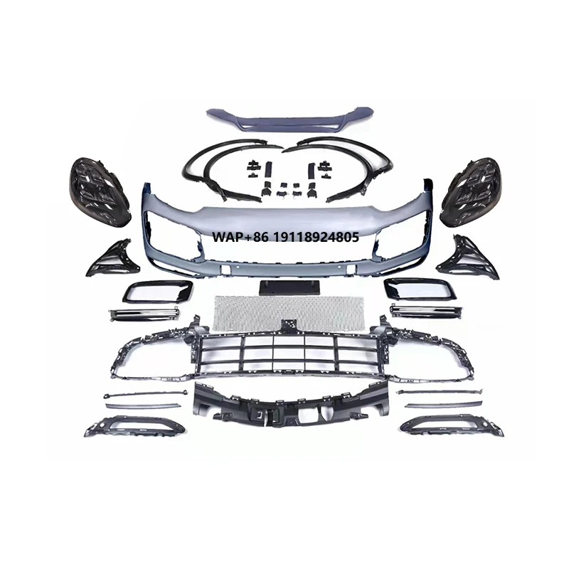 

For Cayenne 2015-2017 Turbo Front Bumper Body Kit Front Lip LED Headlights Upgrade 9Y0/9YA Fog Light New