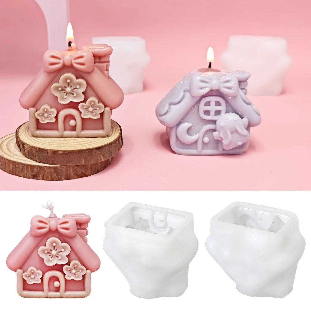 LZ042 3D House Candle Silicone Mold Handmade Fairy Tale Building Aroma Plaster Candles Making Molds For Festival Decorations