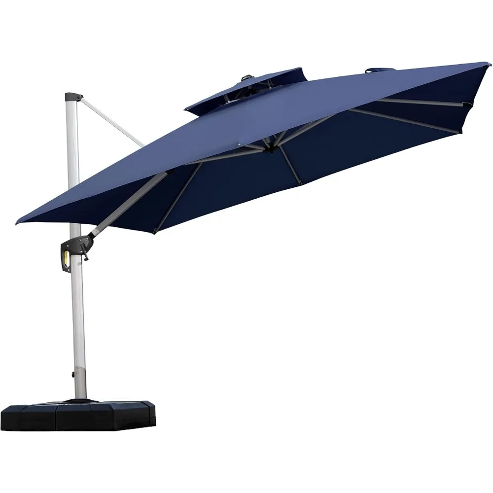 10ft Patio Umbrella Outdoor Square Umbrellas Large Cantilever Umbrellas Windproof Offset Umbrella Heavy Duty Sun Umbre