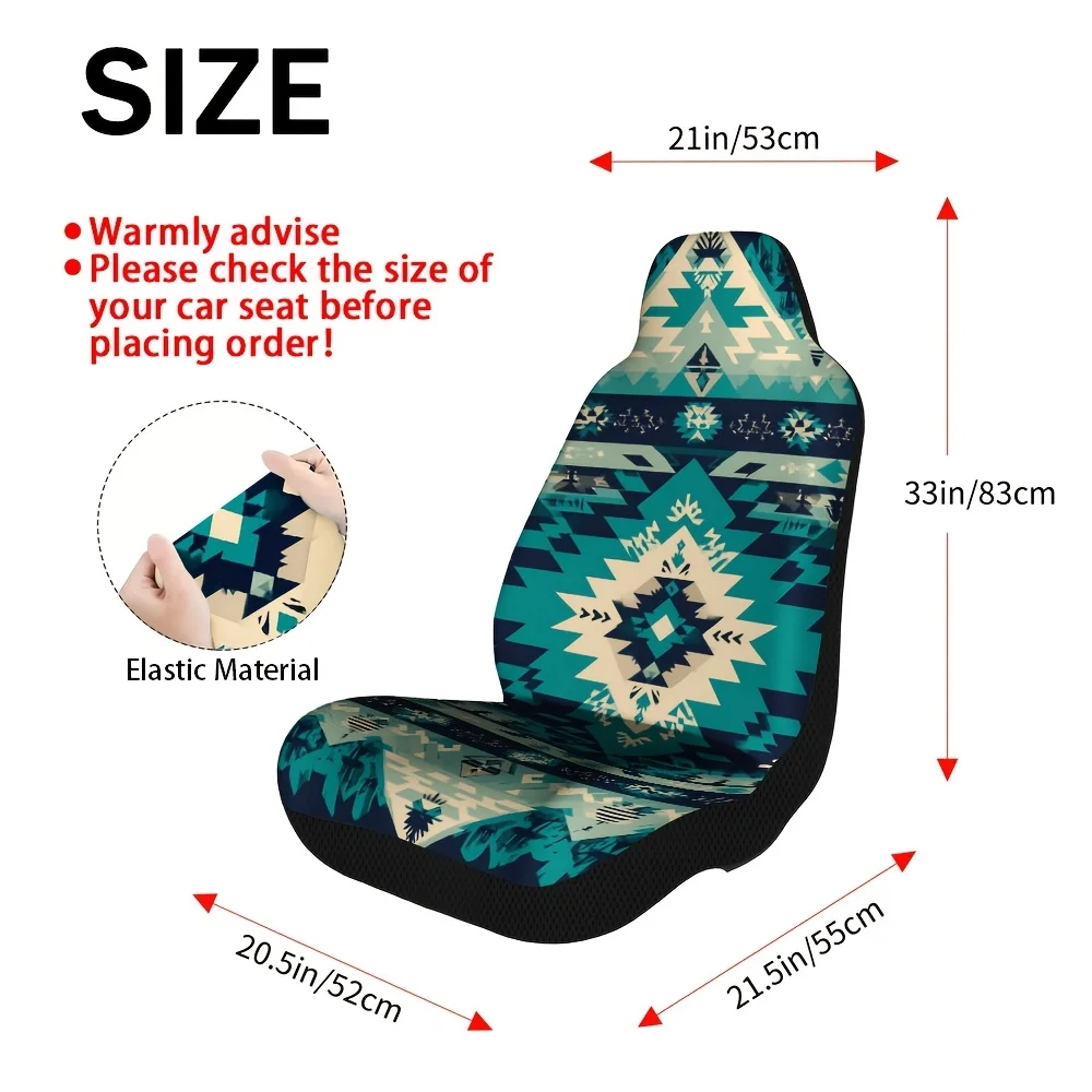 Set Of 2 Car Seat Covers With Geometric Aztec Pattern – Universal Fit For Cars, Suvs, And Sedans, Sturdy Construction, Easy To I