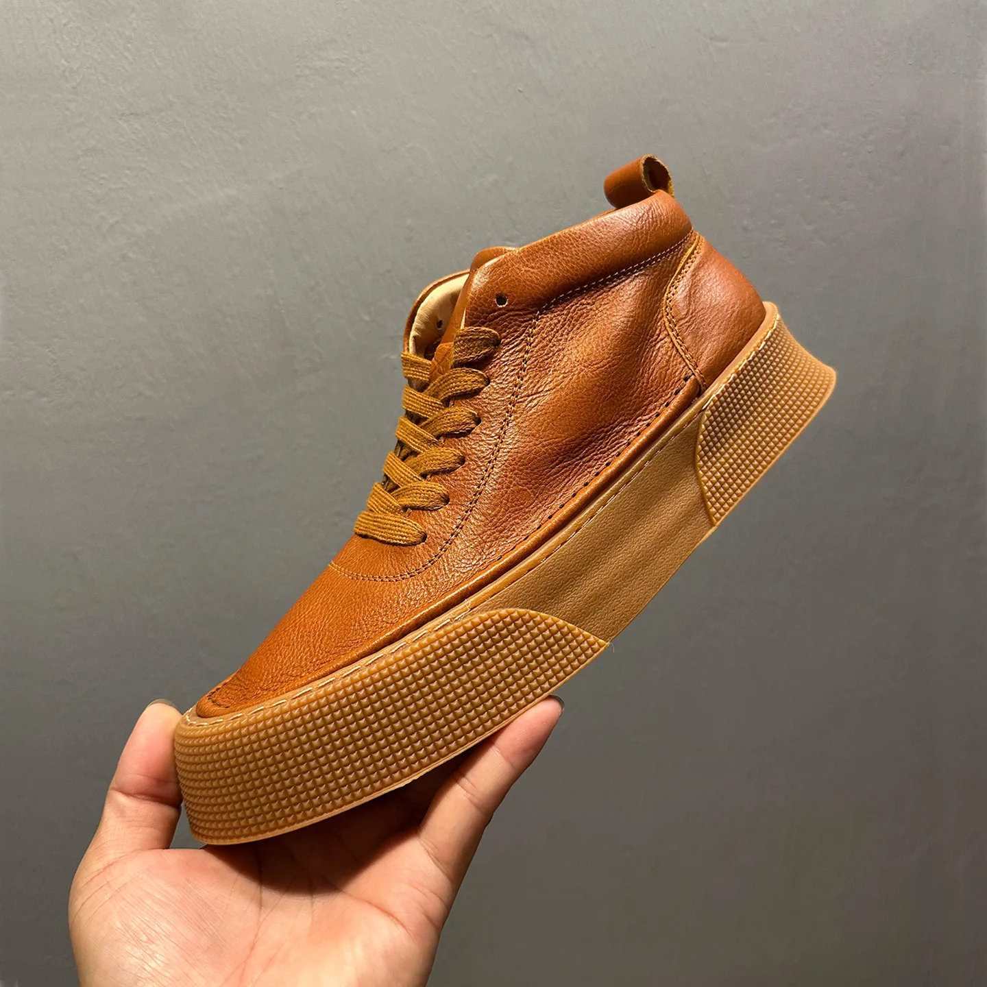 

YETTIES Мужская повседневная обувь с высоким берцем на шнуровке, осенне-зимние ботинки на флисовой подкладке, модные ботильоны в стиле ретро на массивной подошве