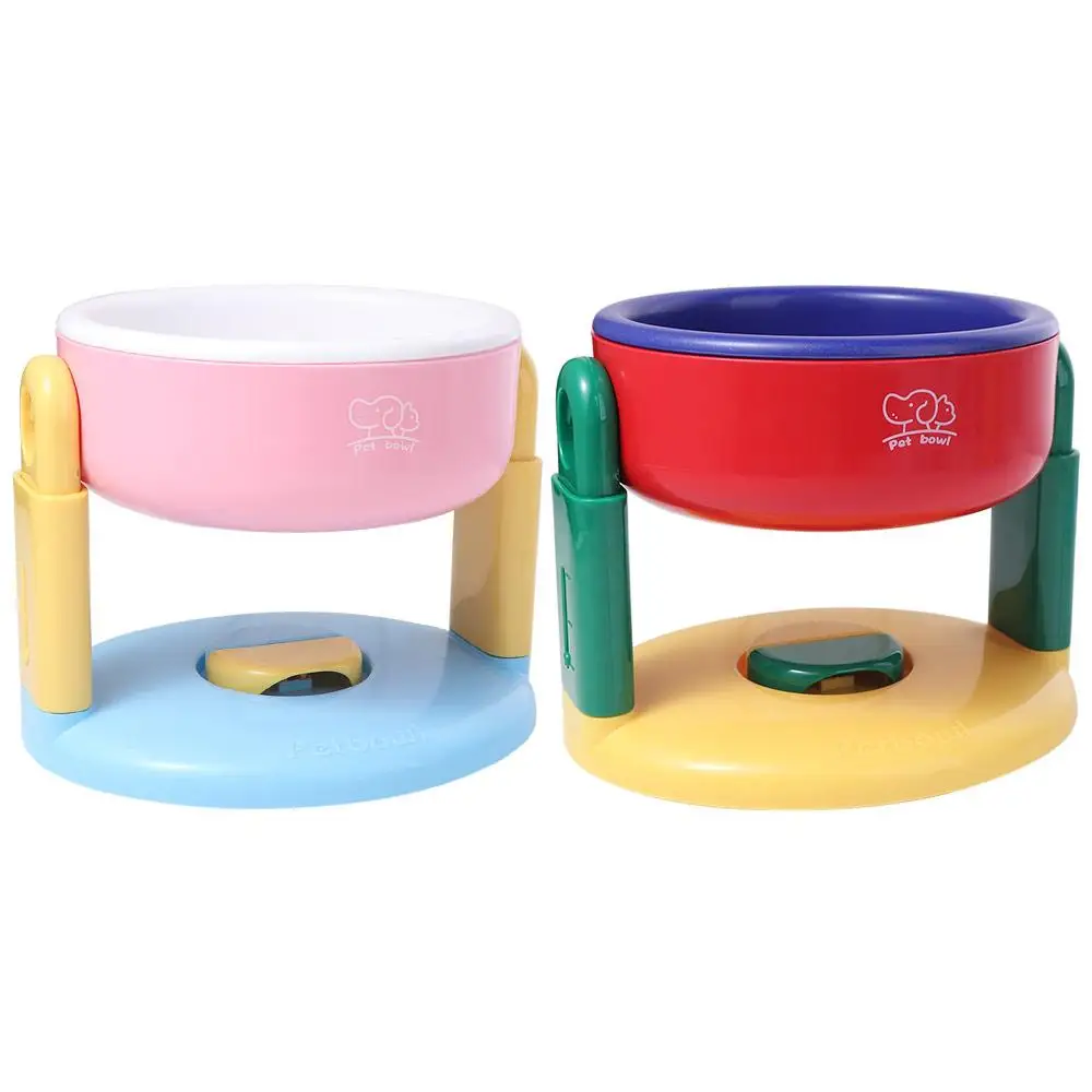 

Suction Cup Type Cat Drinking Feeding Bowl 3 Gear Height Adjustable Protect Cervical Spine Cat Bowl with Stand Anti-Spill