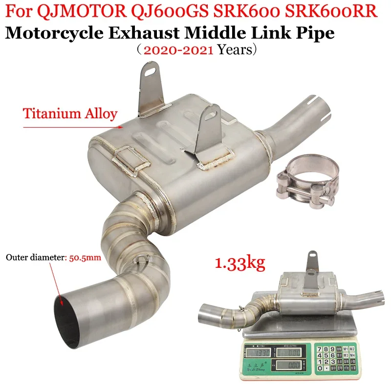 Slip-On For QJMOTOR QJ600GS SRK600 SRK600RR 2020 - 2021 Motorcycle Exhaust Escape Modify Mid Link Pipe Connection 51mm Muffler