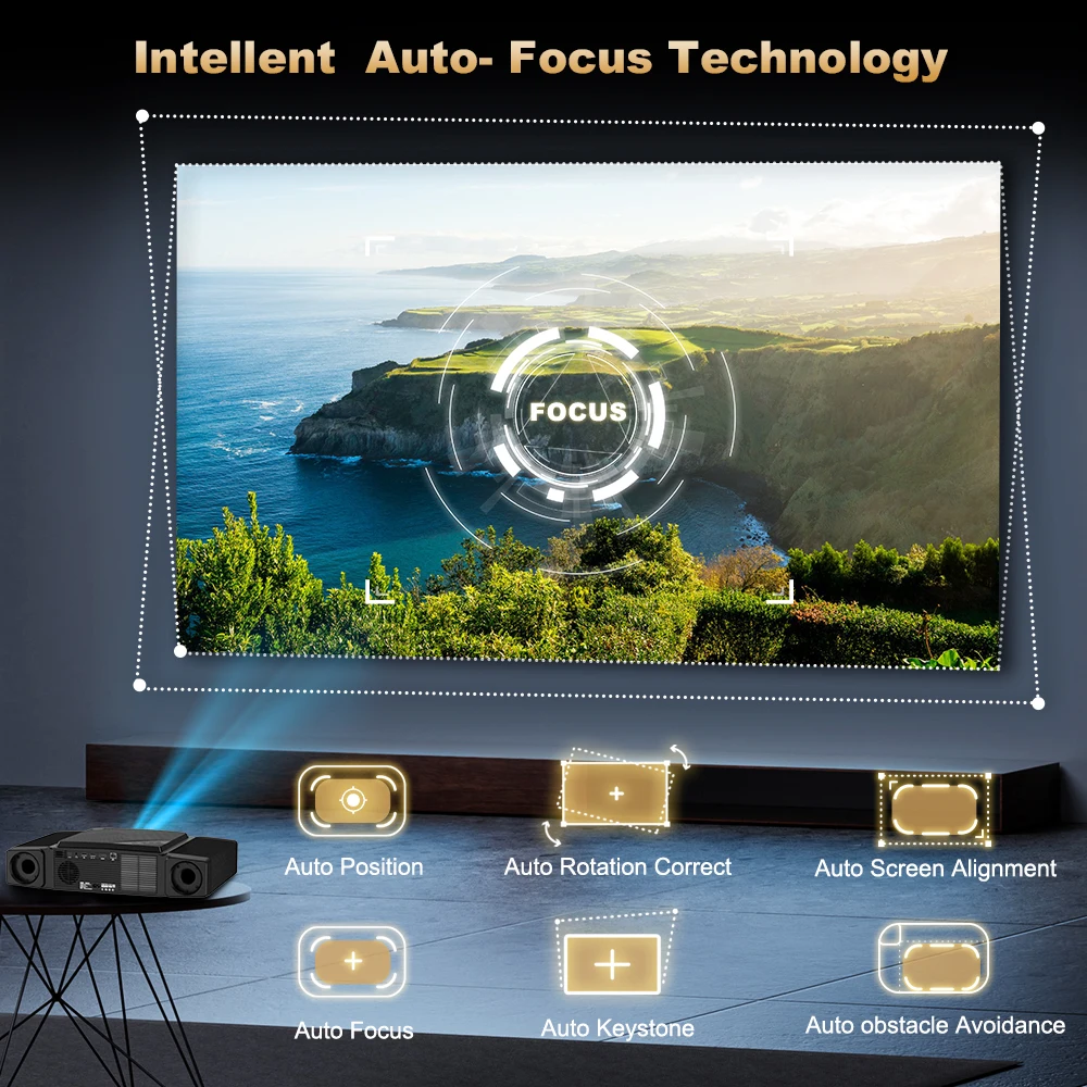DESS 1080P Proiettore Full HD LED 4K WiFi Proiettori Android Messa a fuoco automatica C5 Video aziendale Proiettore Smart Home Theater per riunioni