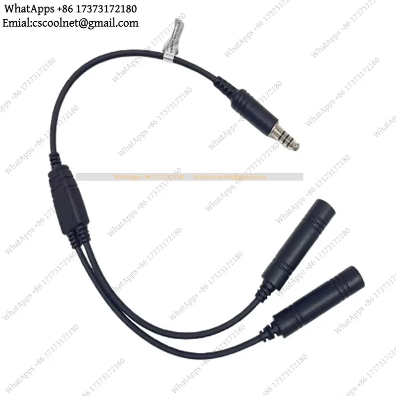 GA Dual Plugs Headset Earpiece Adapter for Airbus Audio Recorder Walkie Talkie Accessories Cable Military Army