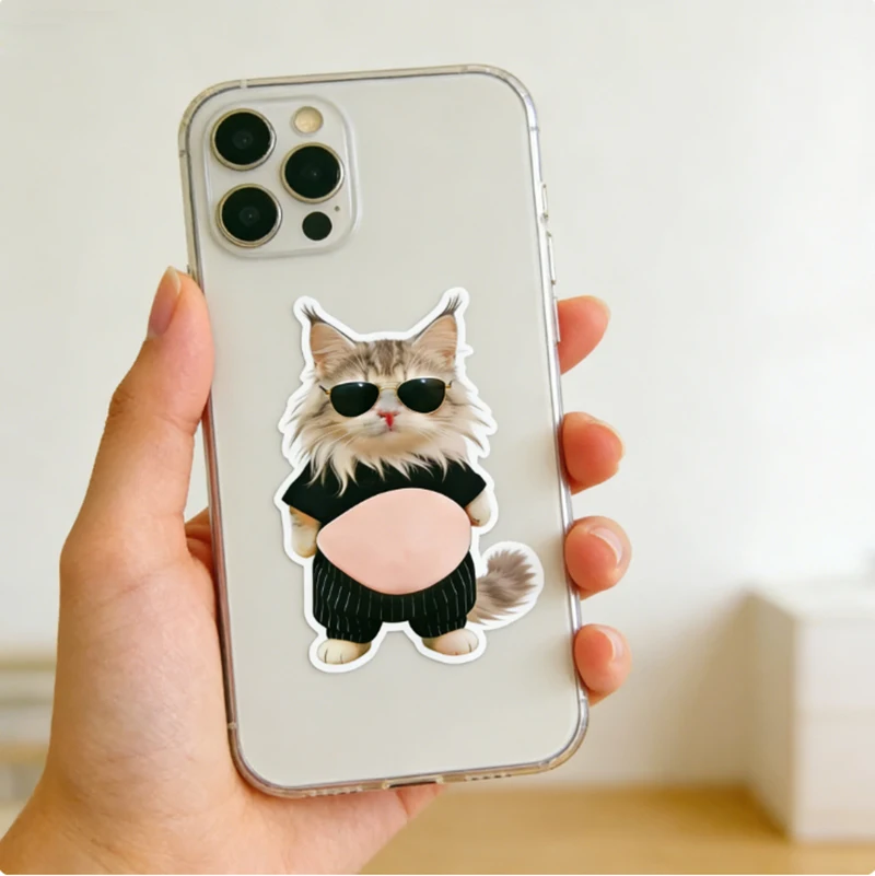 3D クール&スタイリッシュな猫の腹ステッカー ソフトシリコン素材 携帯電話ケース、車の装飾、家の装飾、誕生日パーティーの記念品に最適